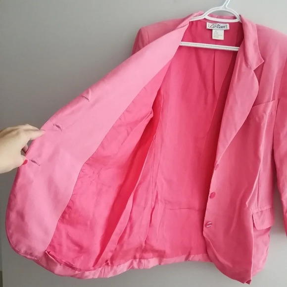 Vintage 100% Silk Pink Oversized and Longline Single Breasted Blazer XS - Picture 5 of 16